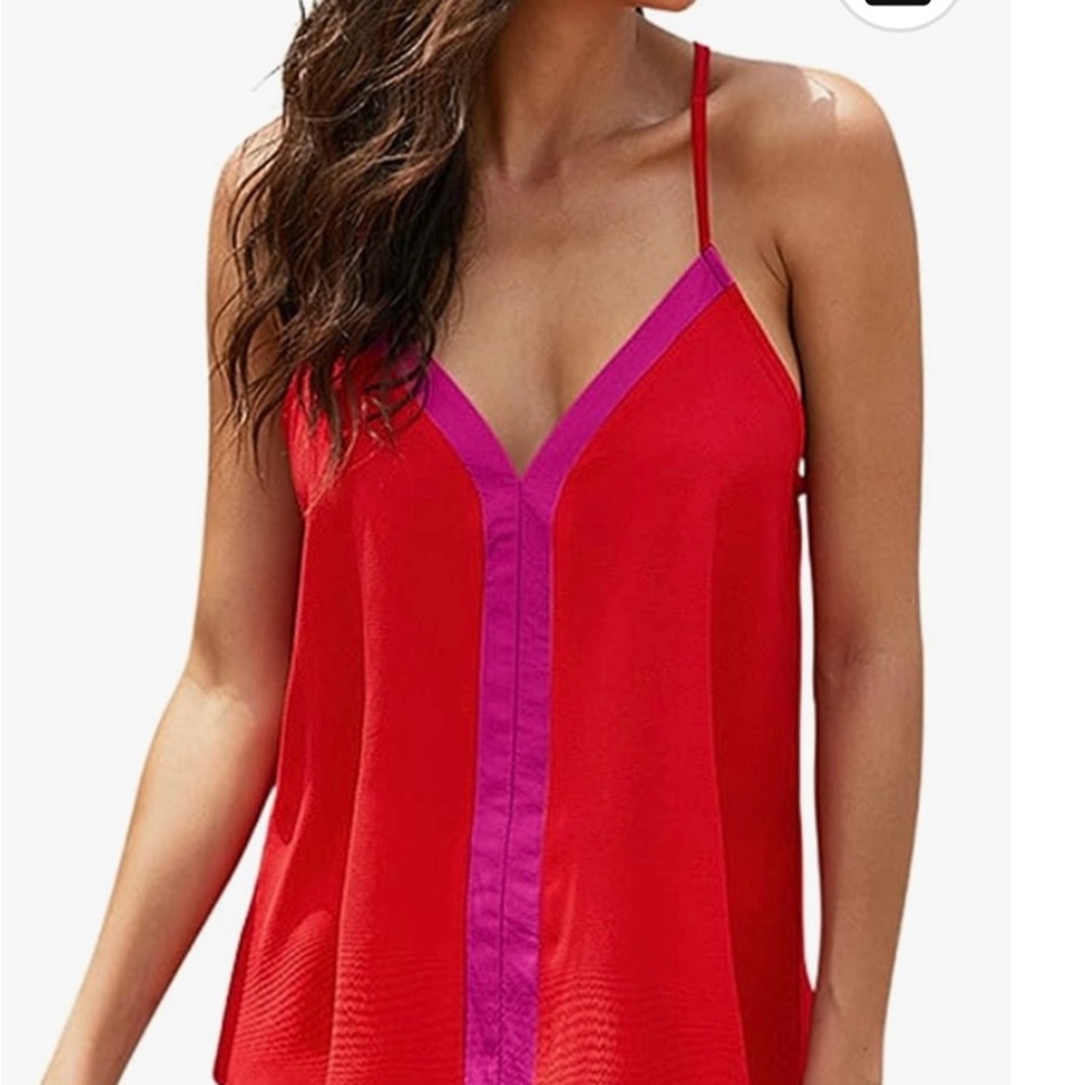 Spaghetti Straps Color Block Cami Top